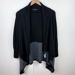 Smartwool Edgewood Wrap Sweater Cardigan Black Gray Colorblock Merino Wool Small